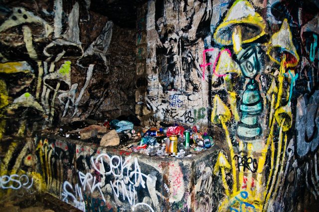 Graffiti-covered wall