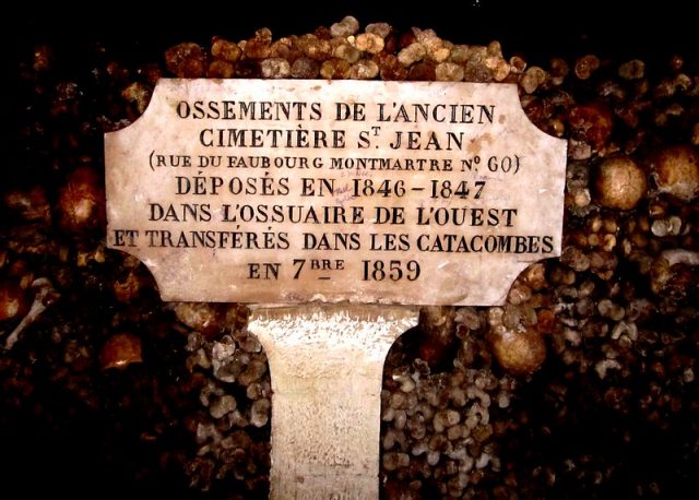 Sign at the Catacombs of Paris