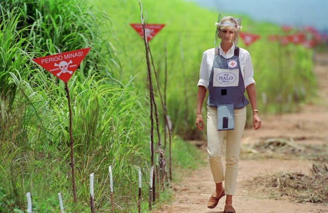 Princess Diana wearing protective gear