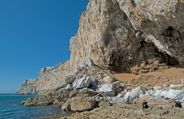 View of Gorham's Cave from outside of the Rock of Gibraltar
