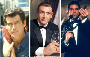 Three different James Bond portrayals