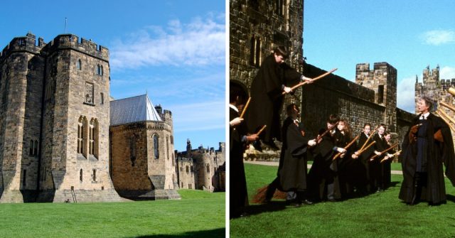 Alnwick Castle (Photo Credit: James West from UK – Alnwick Castle – staterooms, CC BY-SA 2.0 & Warner Bros. / MovieStillsDB)