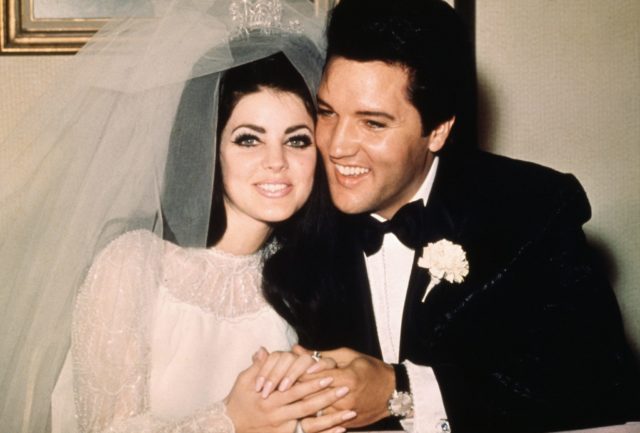 Elvis and Priscilla Presley on their wedding day