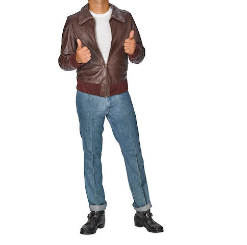 Figure dressed as Fonzie giving the thumbs up
