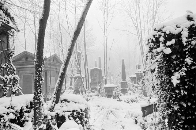 View showing snow covering the West Cemetery. Artist John Gay. (Photo Credit: English Heritage/Heritage Images/Getty Images)