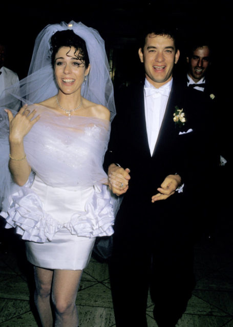 Tom Hanks and Rita Wilson dressed in wedding attire