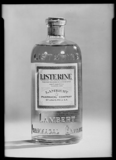 Photograph of a bottle of Listerine, Southern California, 1931. (Photo Credit: Dick Whittington Studio/Corbis via Getty Images)