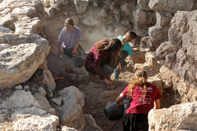 Archaeologists excavating the newly-found Hellenistic fortress