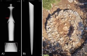 X-rays of the Late Bronze Age sword + Aerial view of the Serral de ses Abelles talaiot