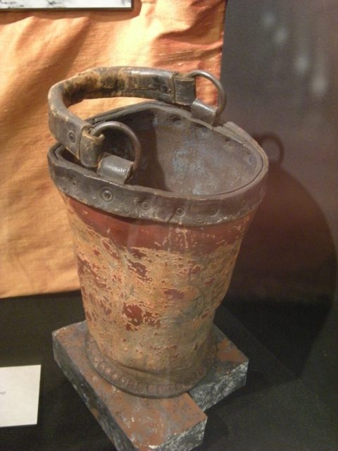Leather fire bucket (Photo Credit: Joe Mabel, CC BY-SA 3.0)