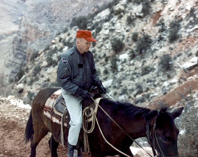 Neil Armstrong riding a horse