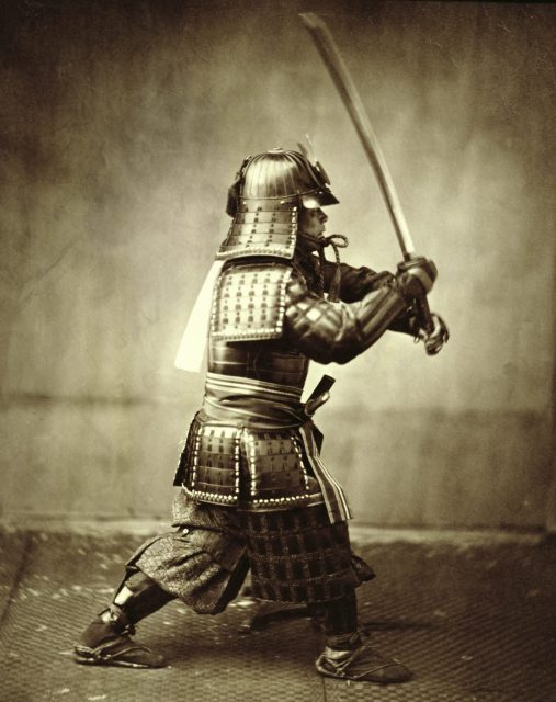 Samurai with raised sword 