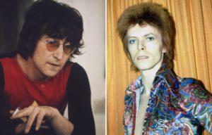 John Lennon holding a cigarette + David Bowie as Ziggy Stardust