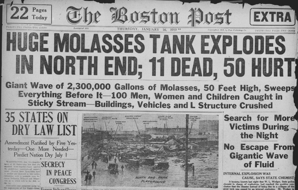 Newspaper headline after tragedy (Photo Credit: Not specified - Boston Post, Public Domain)
