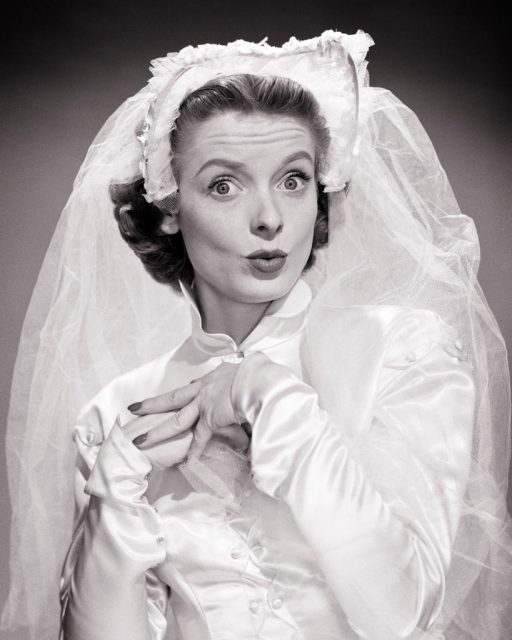Portrait of surprised bride