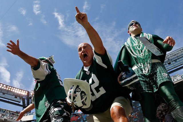 Football fans cheering