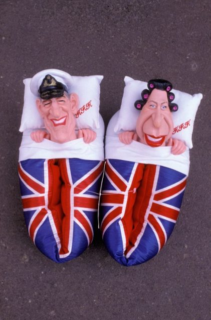 Slippers with the image of Prince Philip and Queen Elizabeth 