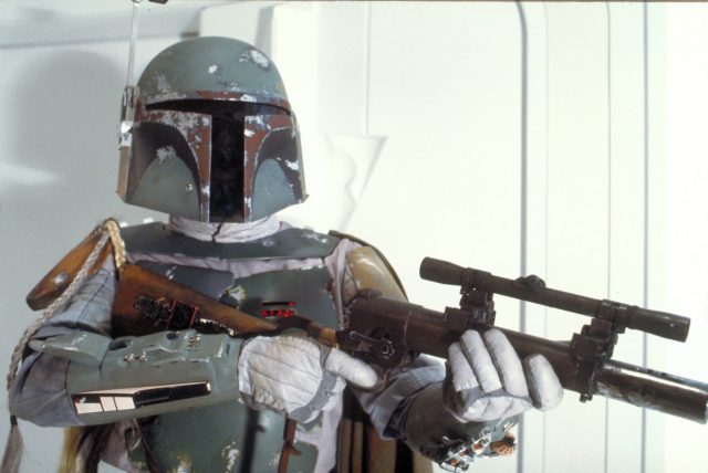 Boba Fett holding a gun