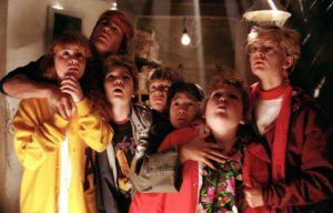 Brand Walsh, Seany Walsh, Richard Wang, Clark Devereaux, Stephanie Steinbeck, Andy Carmichael and Lawrence Cohen looking up