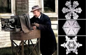 Wilson Bentley standing behind a camera