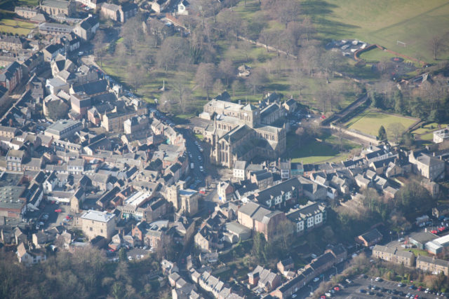 Hexham Abbey from above