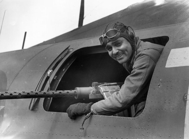 film actor Clark Gable in a plane