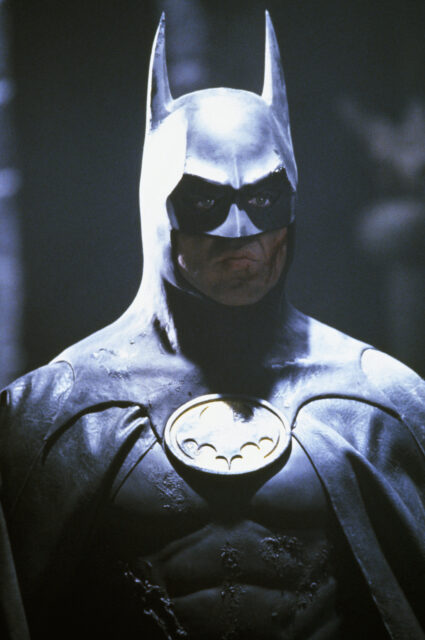 Michael Keaton in Batman costume.