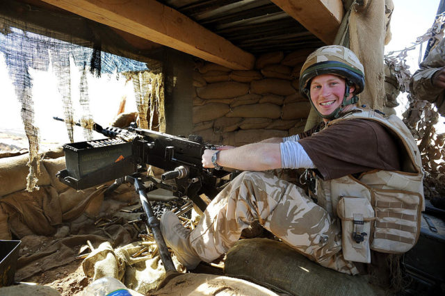 Prince Harry mans a 50mm machine gun 