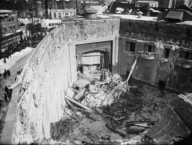 Aerial view of the collapsed Knickerbocker Theater