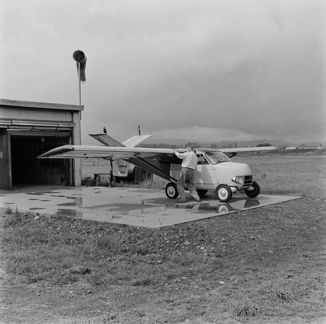 Man standing outside an AeroCar