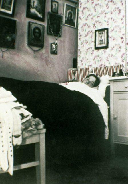 Olga Romanov in her bedroom 