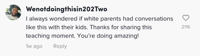 Screenshot of a TikTok comment