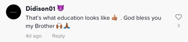 Screenshot of a TikTok comment