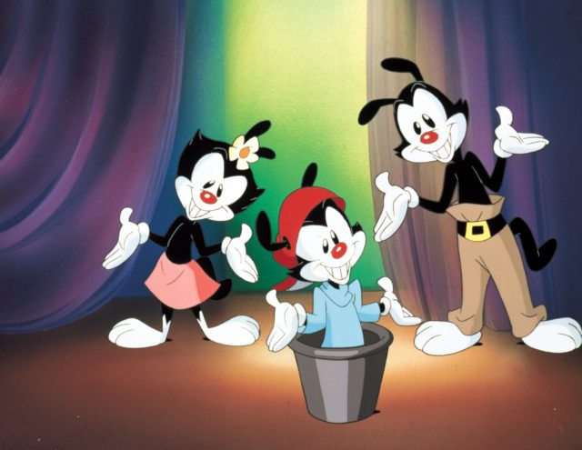 Yakko, Wakko and Dot shrugging