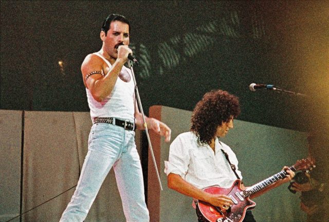 Freddie Mercury performs at Live Aid 