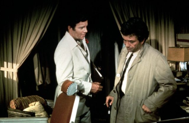 William Shatner and Peter Falk shoot a scene
