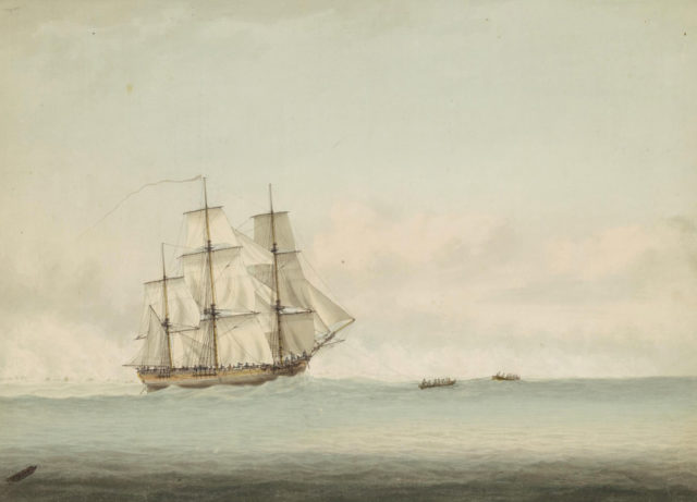 Painting of the HMS Endeavour at sea