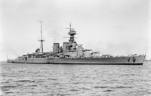 HMS Hood at sea