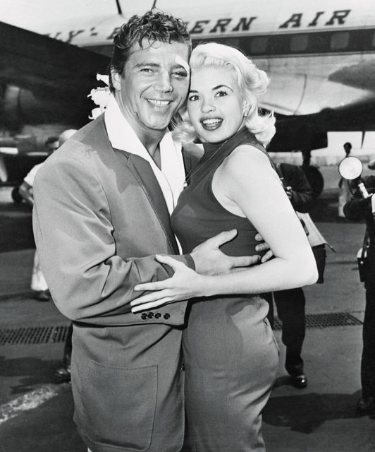 Jayne Mansfield and Mickey Hargitay at Idlewild Airport, 1956