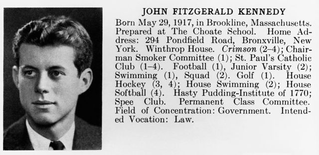 Clipping from John F. Kennedy's Harvard yearbook