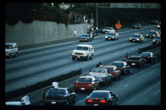 OJ Simpson car chase in a white bronco