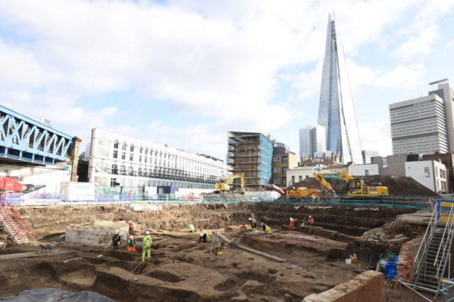 Southwark excavation site with The Shard in the distance