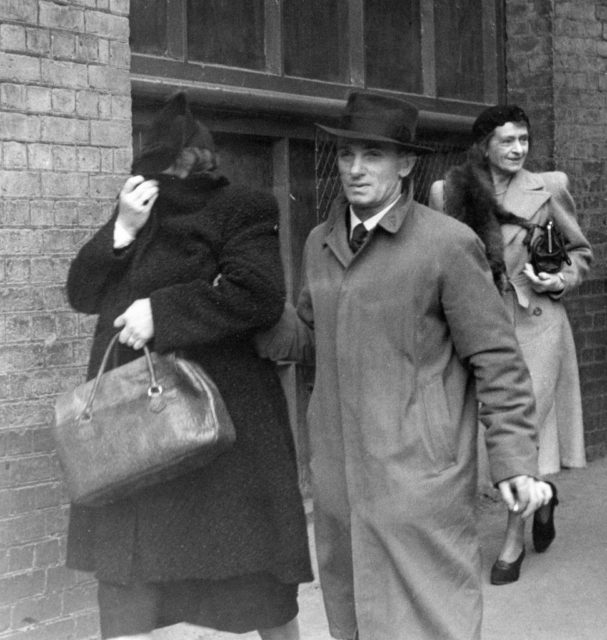 Victoria Helen Duncan and Francis Brown walking out of court