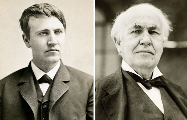 young and old Thomas Edison 