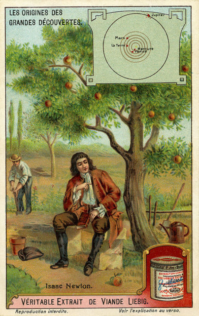 Sir Isaac Newton sitting under a tree