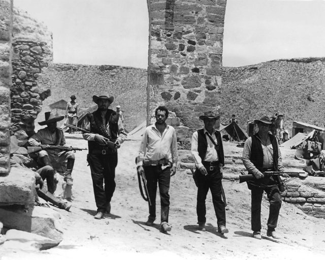 on the set of The Wild Bunch
