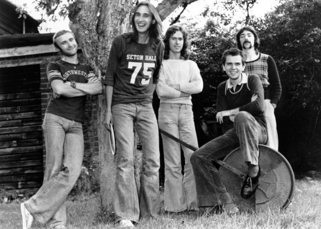 the band posing in front of a tree, 1972