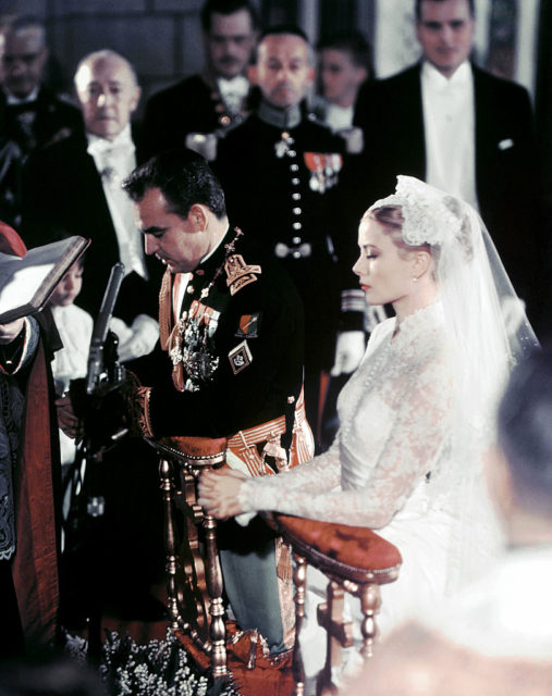 Grace Kelly and Prince Rainier during their wedding