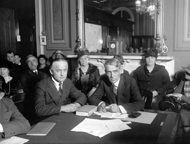 Harry Houdini and Senator Capper at a Senate meeting, 1926 
