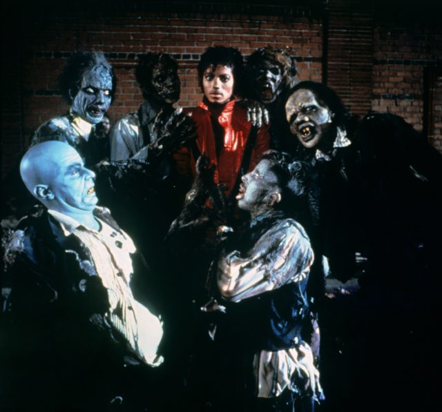 Michael Jackson on the set of Thriller 